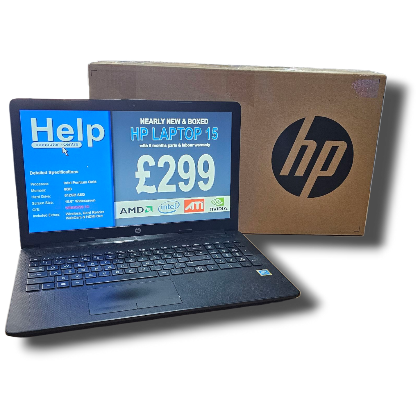 nearly new and boxed hp 15 laptop (512gb ssd)